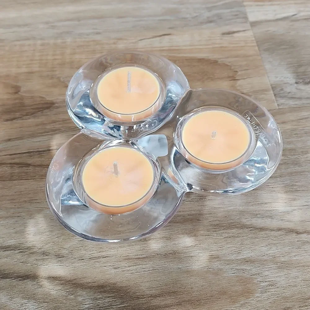 🩵Partylite Glass Diamond Tealight Trio Holder - Picture 5 of 8